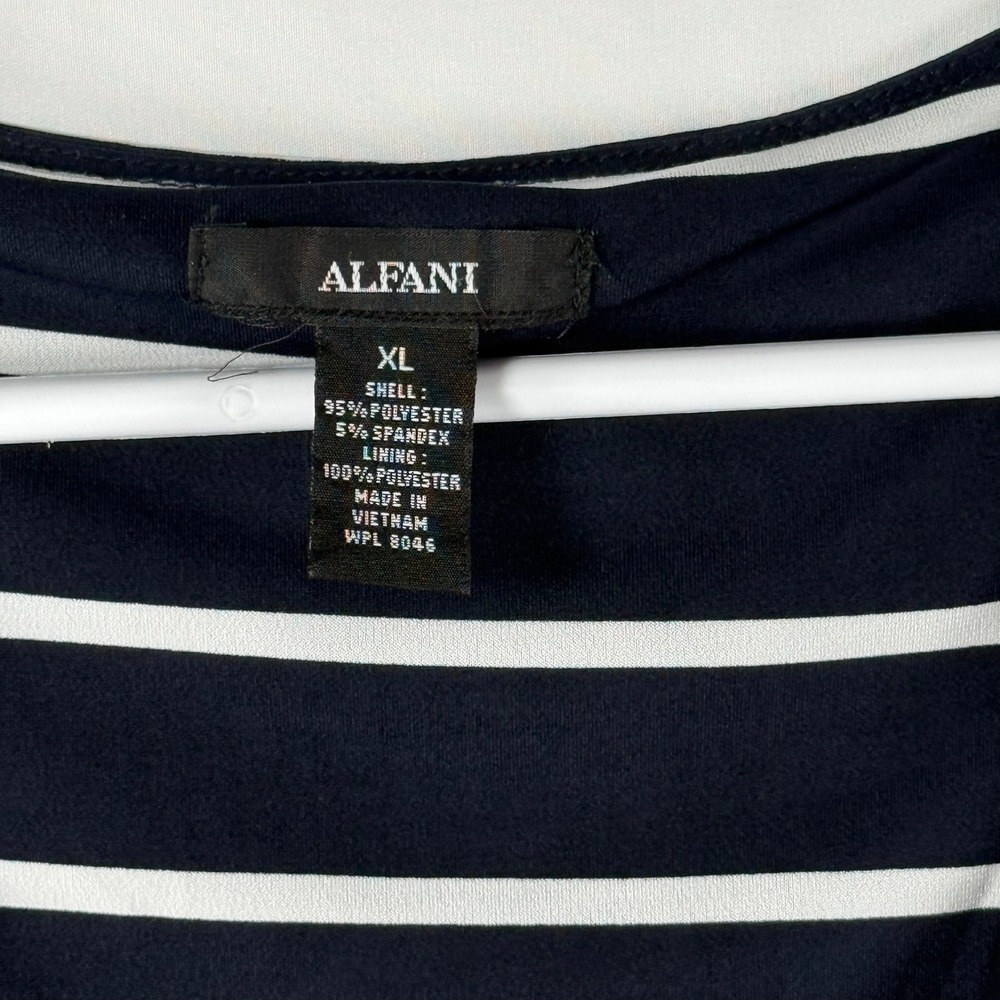Alfani Womens Navy Blue White Striped Tiered Layered Sleeveless Maxi Dress XL - Picture 4 of 14